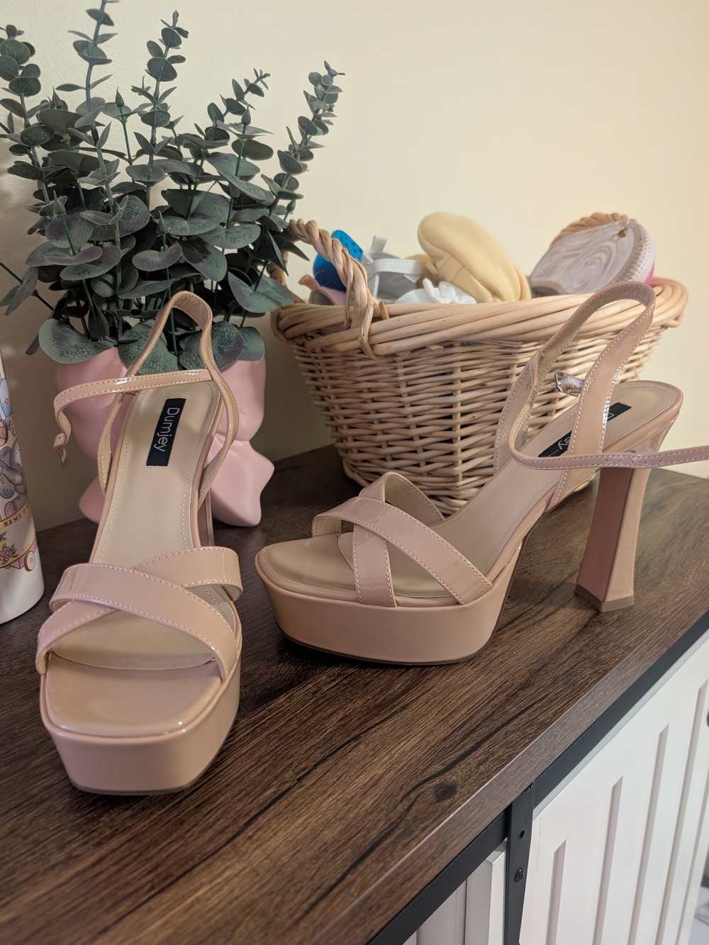 Women's Nude Platform Slingback Heels